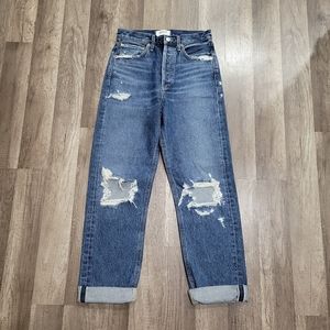 AGOLDE Distressed High Rise Mom Jeans